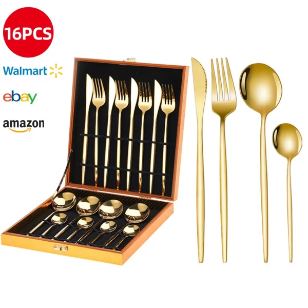 gold flatware set wholesale