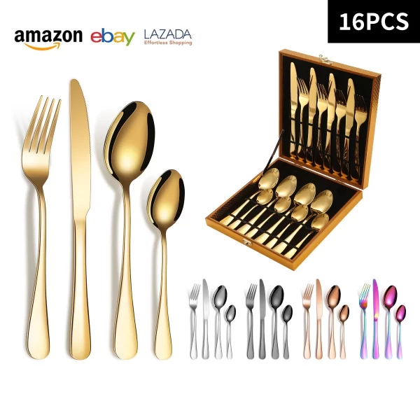 gold flatware set wholesale