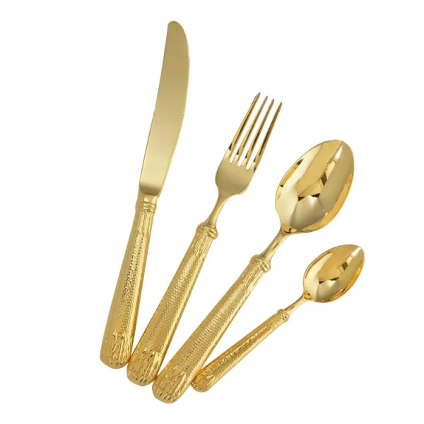 Custom Gold Cutlery Set, Unique Flatware Wholesale (2)
